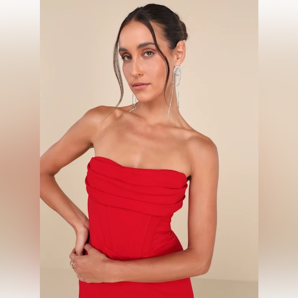 NWT Lulus Dramatic Intent Red Strapless Corset Bo… - image 3